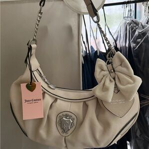 Juicy Couture Ivory Shoulder Bag with Bow Accent